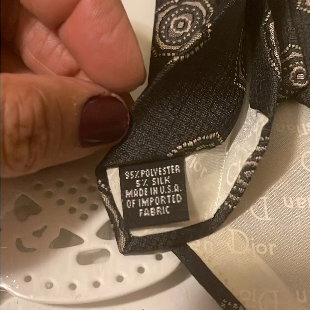 Christian Dior tie in like-new condition. Beautiful dark gray and cream tie
